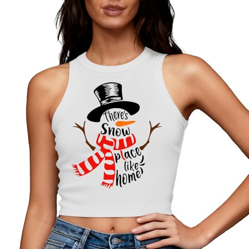 color cosplayer Women's Christmas Crop Top Sleeveless Santa Claus Holiday Vest Tops | Amazon (US)