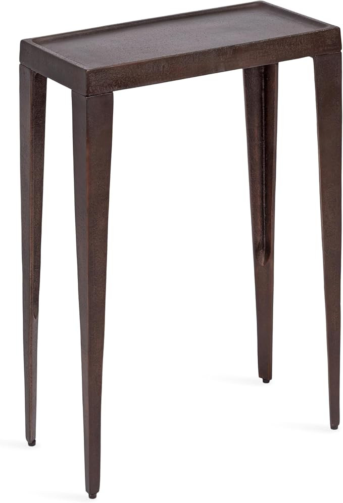 Kate and Laurel Rava Modern Cast Aluminum Metal Narrow Side Table, 16 x 8 x 25, Bronze, Slim Bedr... | Amazon (US)