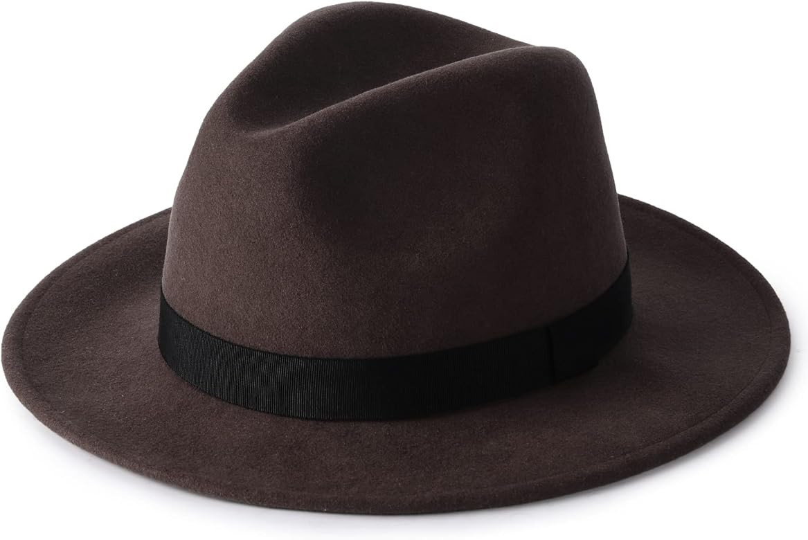 FURTALK Fedora Hats for Men Women 100% Australian Wool Felt Wide Brim Hat Leather Belt Crushable ... | Amazon (US)