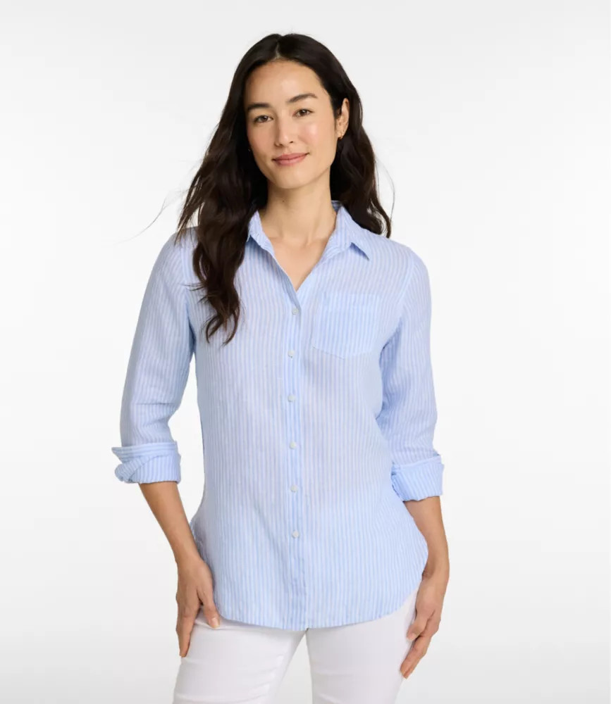 Women's Premium Washable Linen Shirt, Tunic Stripe | L.L. Bean