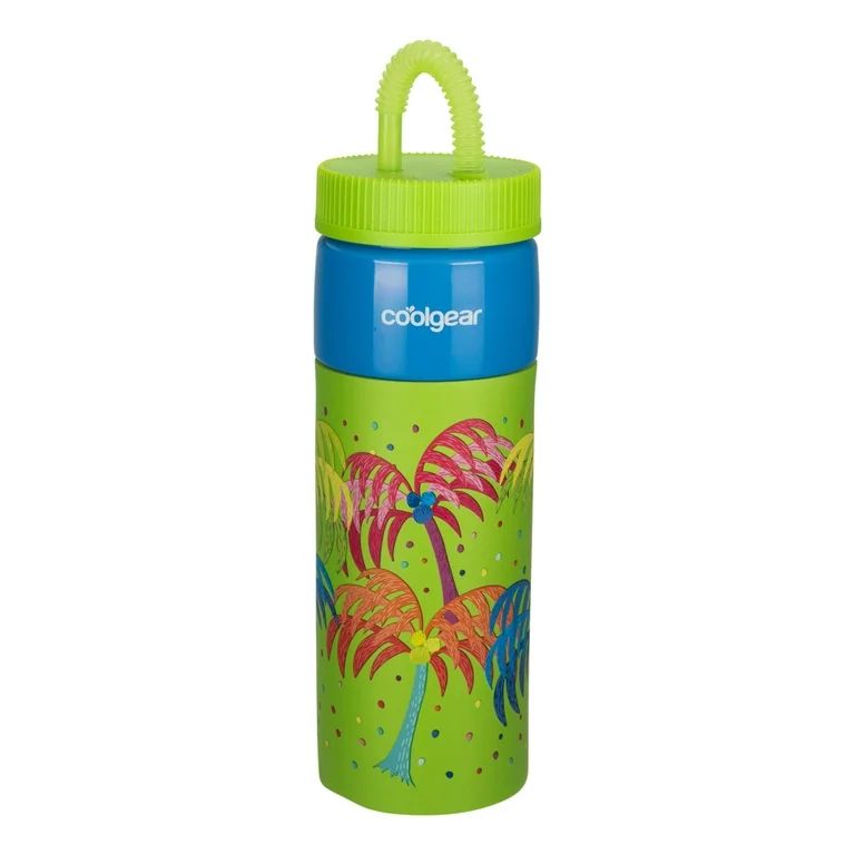 Cool Gear 24oz Plastic Retro Squishy Water Bottle, Palms Green with Foam Grip and Resealable Stra... | Walmart (US)