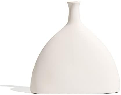 Amazon.com: White Ceramic Vase for Home Decor, Modern Geometric Abstraction Decorative Vases for ... | Amazon (US)