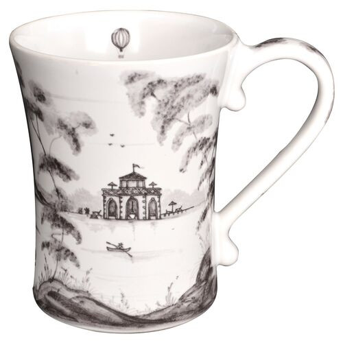 Country Estate Coffee Cup, White/Black | One Kings Lane
