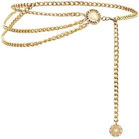 LNGOOR Metal Waist Chain Women Girls Adjustable Body Link Belts Fashion Belly Jewelry for Jeans Dres | Walmart (US)