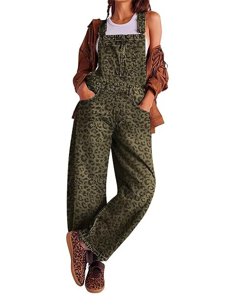CHARTOU Women Casual Denim Bib Overalls Baggy Barrel Jeans Y2k Wide Leg Denim Jumpsuit Mid Rise B... | Amazon (US)