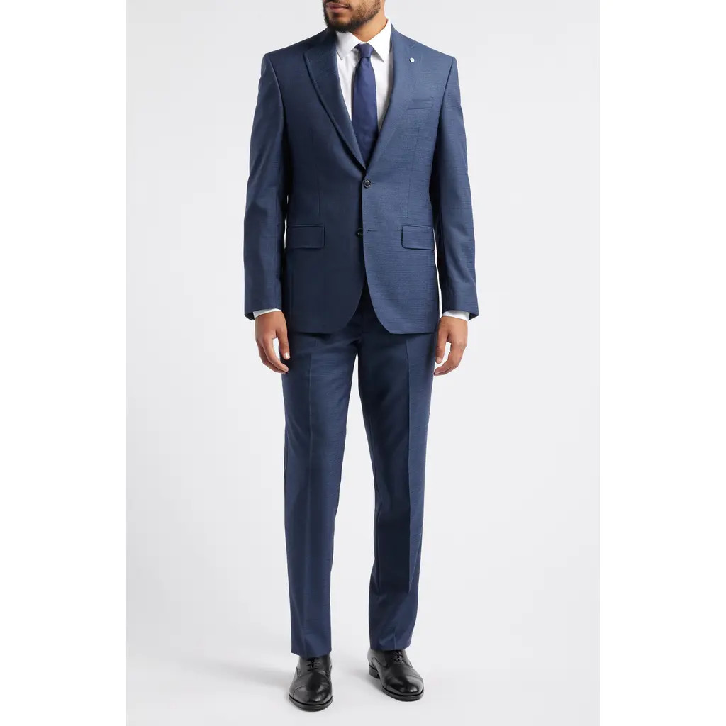 Ted Baker London Jay Slim Fit Blue Mélange Wool Twill Suit in Mid Blue at Nordstrom, Size 38Regular | Nordstrom