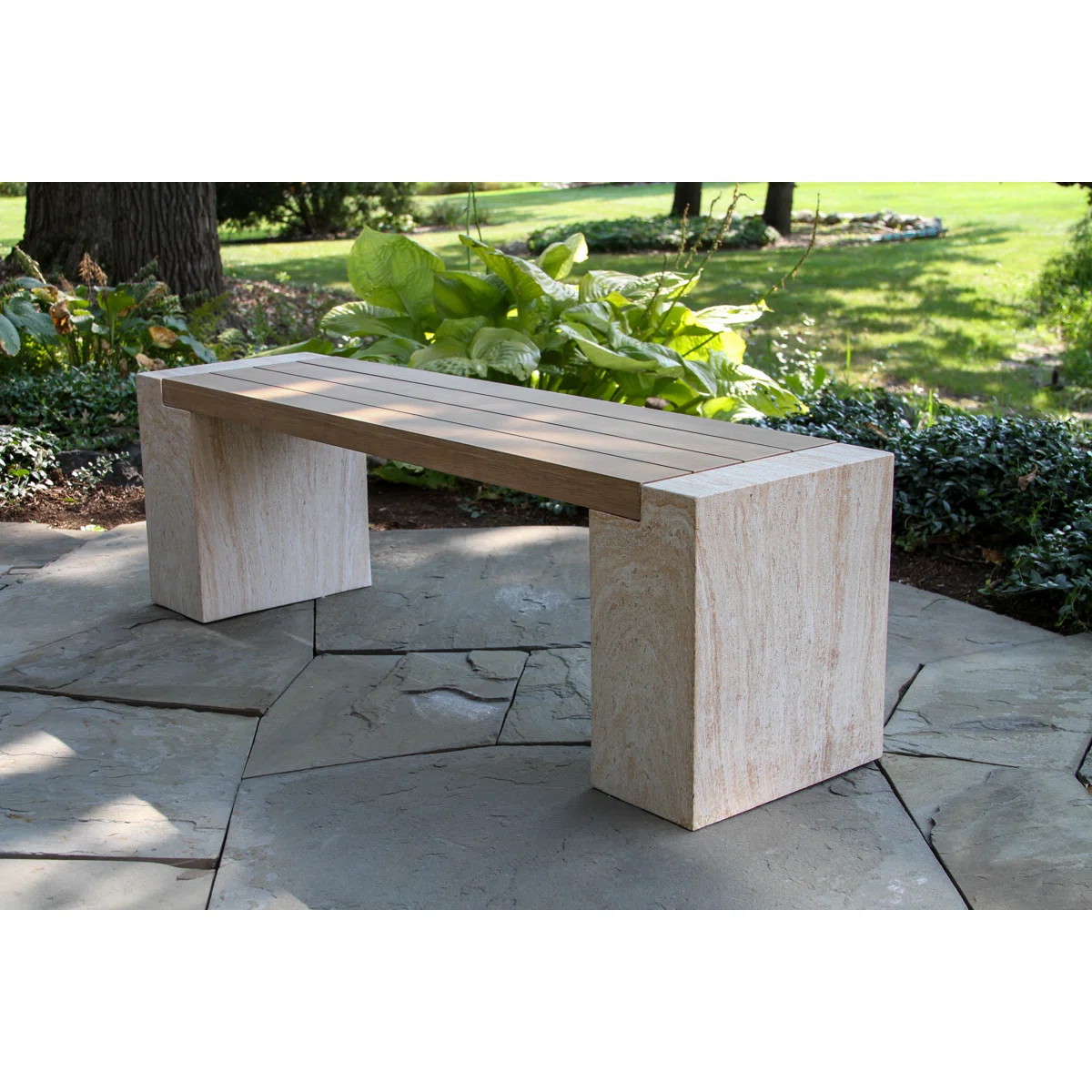 Lochland Antique Wash Eucalyptus & Composite Dining Bench | Wayfair North America