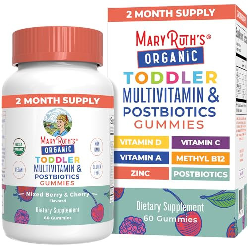 MaryRuth's Toddler Multivitamin Gummies + Postbiotics | USDA Organic | Vitamins for Kids Ages 2+ | Immune Support | Vitamin C | Vitamin D3 | Vitamin A | Zinc | Vegan | Non-GMO | 60 Servings | Amazon (US)