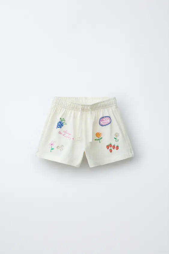 EMBROIDERED PLUSH SHORTS | Zara US