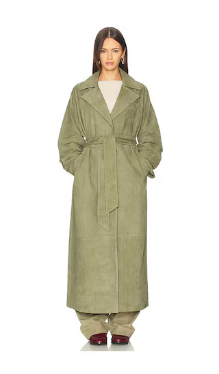 Louise Suede Coat in Dark Sage Green | Revolve Clothing (Global)