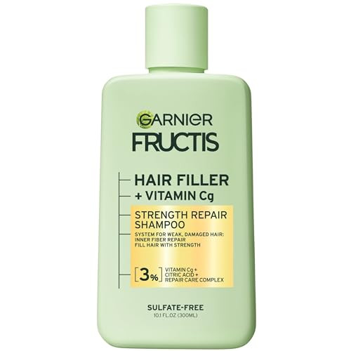 Garnier Fructis Hair Filler Strength Repair Shampoo with Vitamin Cg, Sulfate Free Shampoo for Weak, Damaged Hair, 10.1 Fl Oz, 1 Count | Amazon (US)