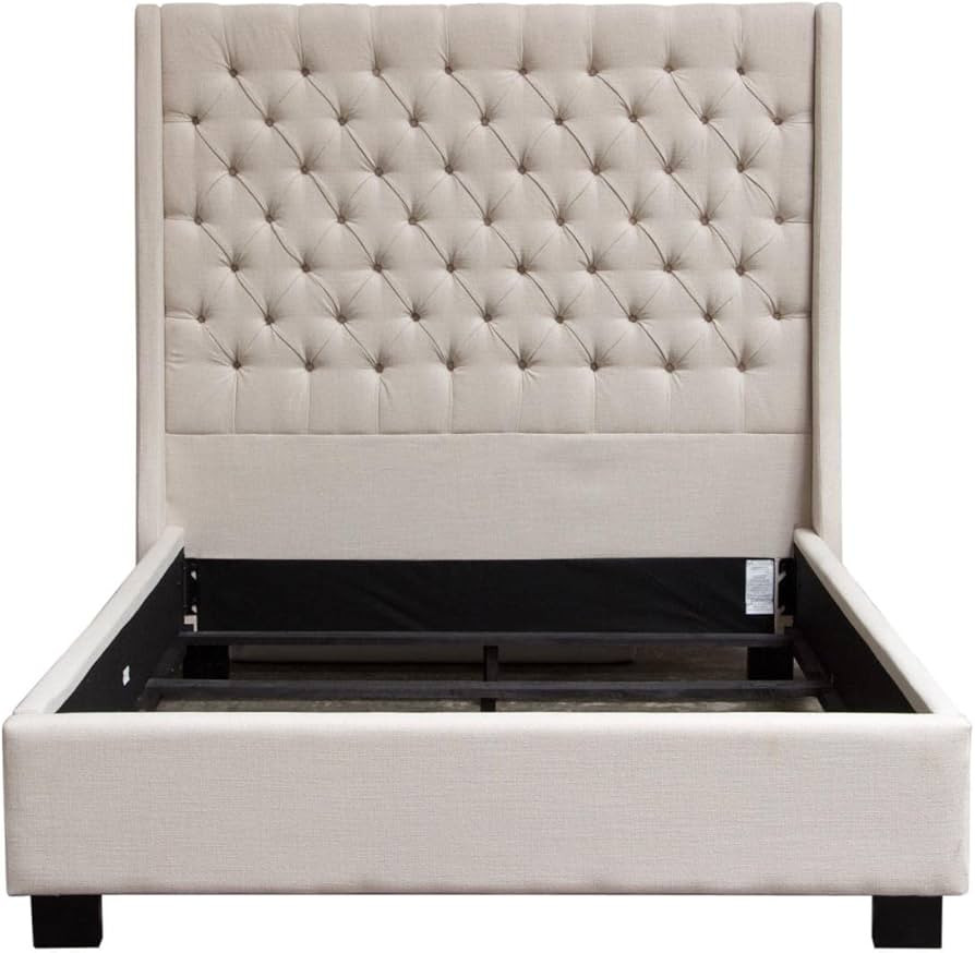 Diamond Sofa Park Avenue Eastern King Tufted Bed with Vintage Wing in Desert Sand Linen | Amazon (US)