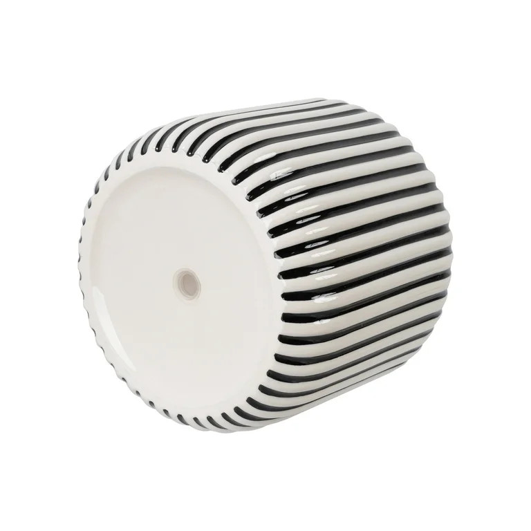 Beautiful 8" Black Stripe Ceramic Planter by Drew Barrymore | Walmart (US)