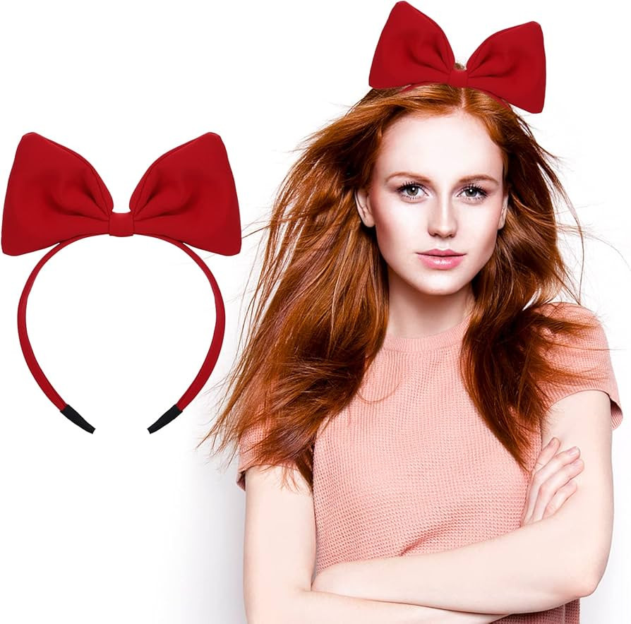 WLLHYF Bow Headband Headdress for Women and Girls, Valentine's Day Red Bowknot Hair Bands Hair Ho... | Amazon (US)