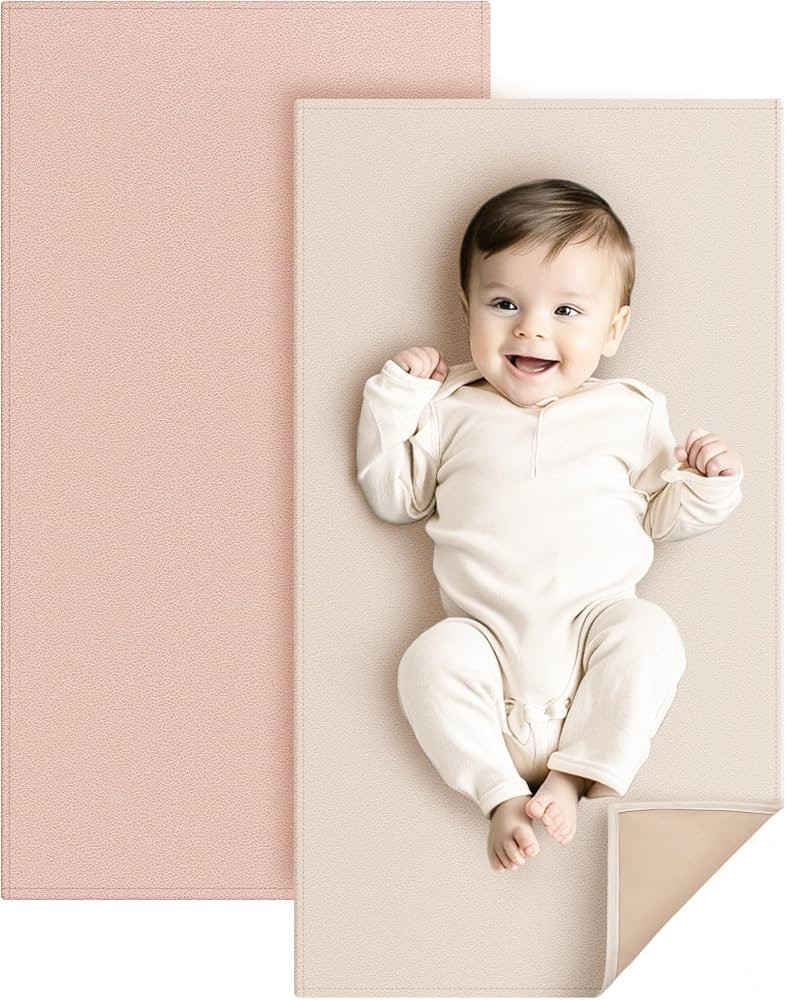Konssy Faux Leather Baby Changing Mat 2 Pack, Waterproof, Wipeable & Portable Diaper Changing Pad... | Amazon (US)