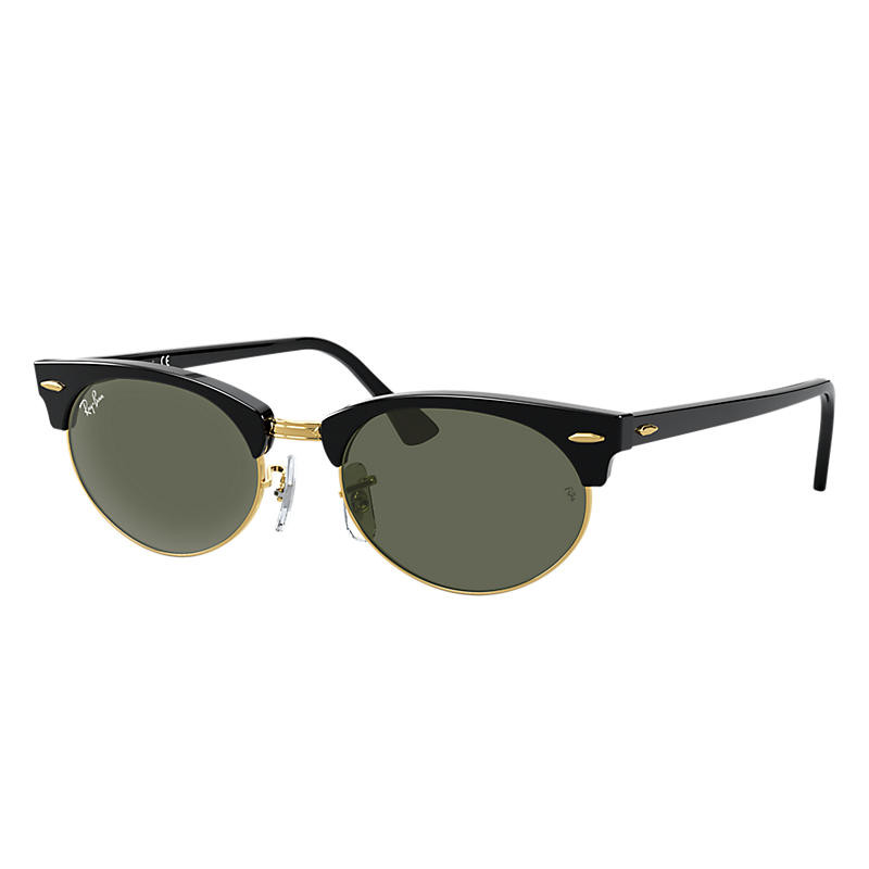 Ray-Ban Clubmaster Oval Shiny Black | Ray-Ban (US)