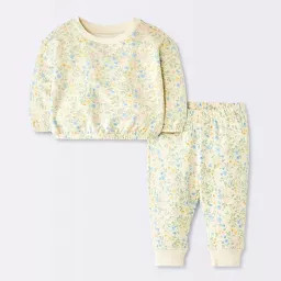 Baby Girls' 2pc Top and Bottom Sets - Cloud Island™ Off-White/Cream 6-9M | Target