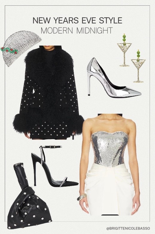 new years eve outfit
nye outfit ideas
new years eve style
modern evening look
metallic heels
silver heels
black mini dress
corset top outfit
statement earrings
chic party outfit


#LTKootd #LTKHoliday #LTKgrwm