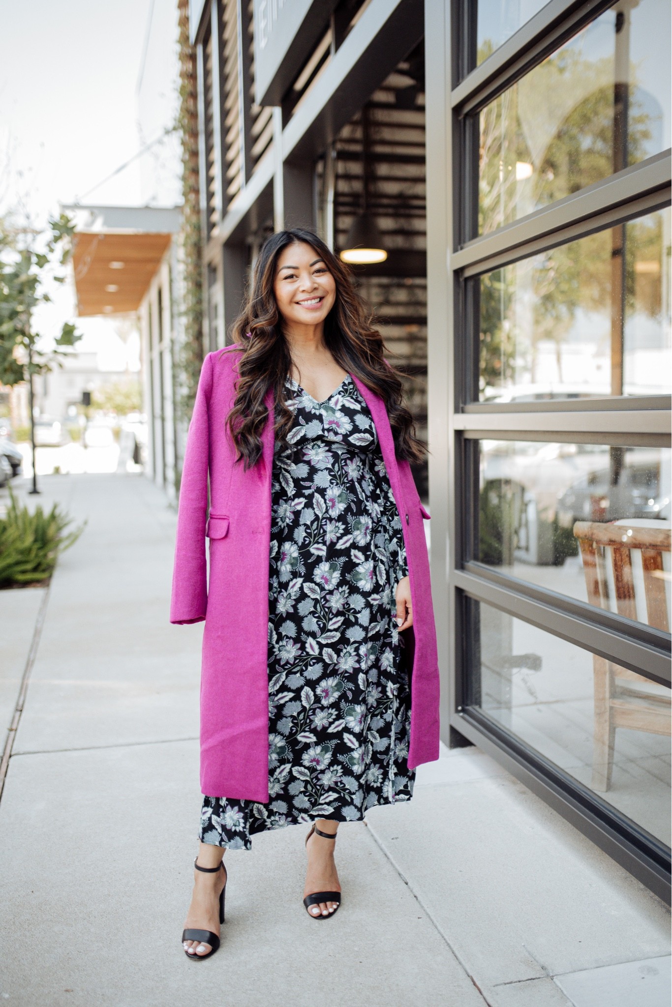 Loving this pink statement coat from loft. Wearing the small 