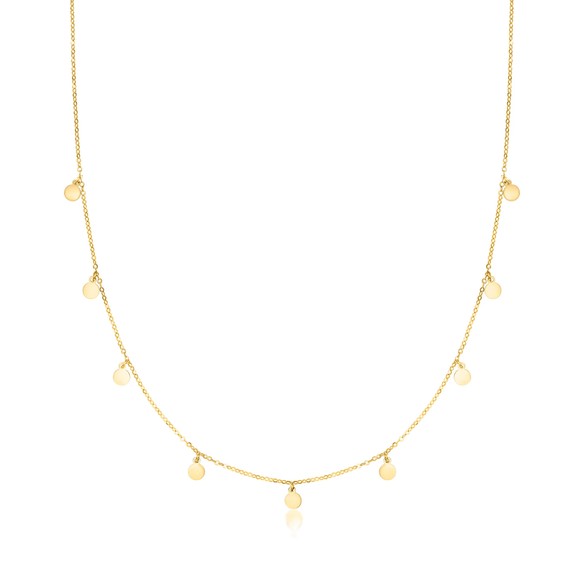 Italian 10kt Yellow Gold Mini Disc Station Necklace | Ross-Simons