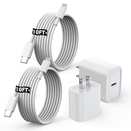 [Apple MFi Certified]10FT Fast iPhone Charger,Extra Long Apple Charger Fast Charging 2Pack 20W US... | Amazon (US)