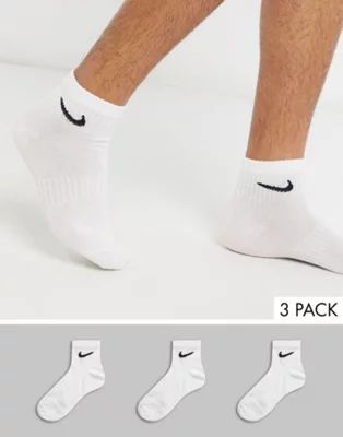 Nike Training 3 pack ankle socks in white | ASOS (Global)