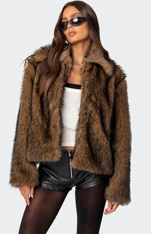 Edikted Mob Wife Faux Fur Jacket | PacSun