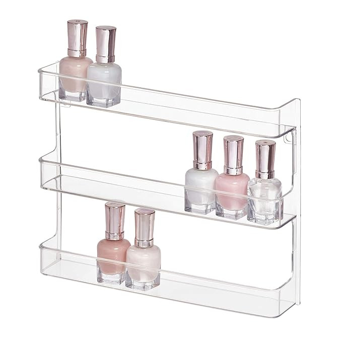 iDesign Clarity Nail Polish Storage Rack with 3 Bathroom, Vanity, Closet, Bedroom, Set of 1, Wall... | Amazon (US)