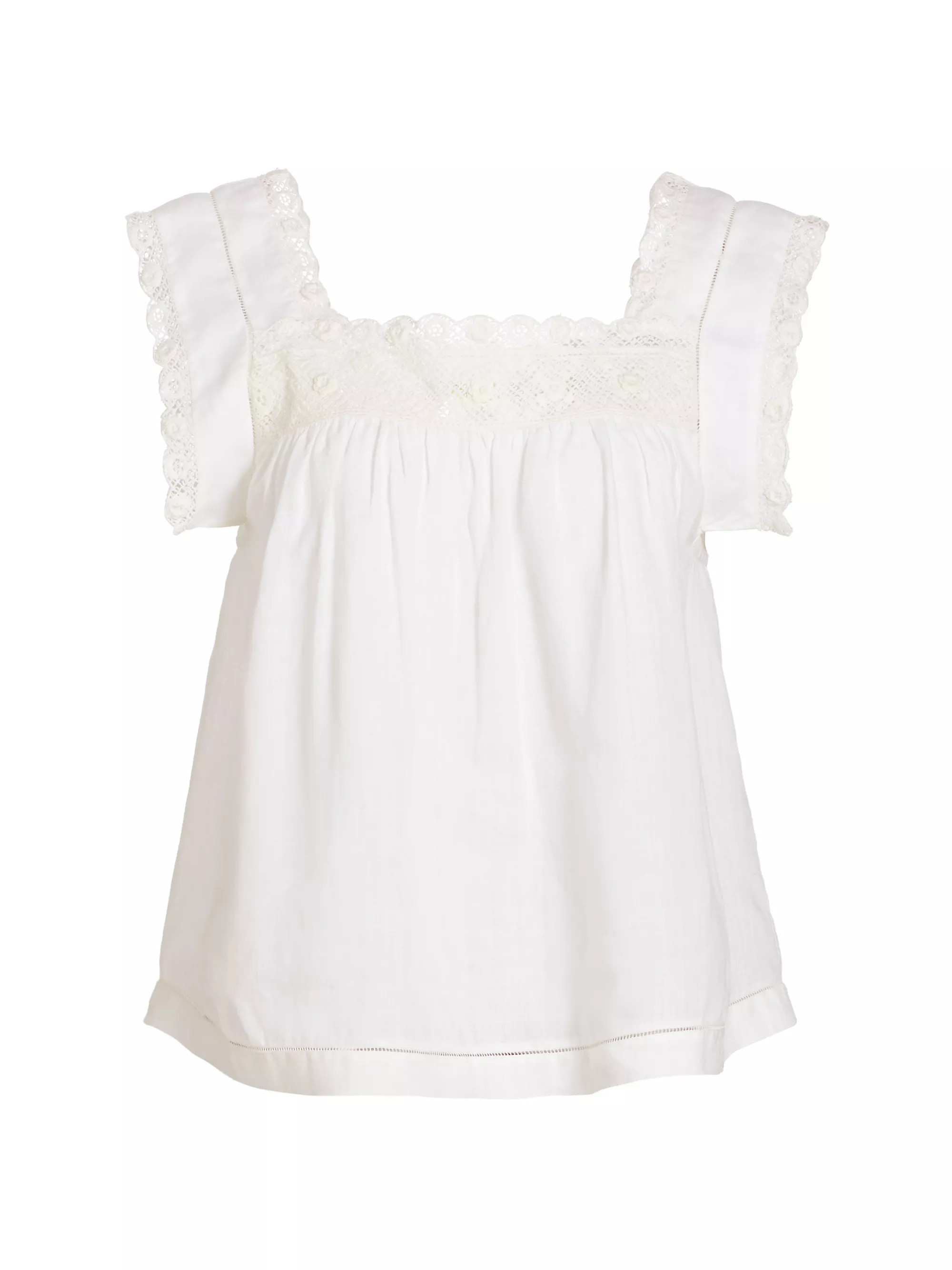 Shop DÔEN Aphra Lace-Trim Top | Saks Fifth Avenue | Saks Fifth Avenue