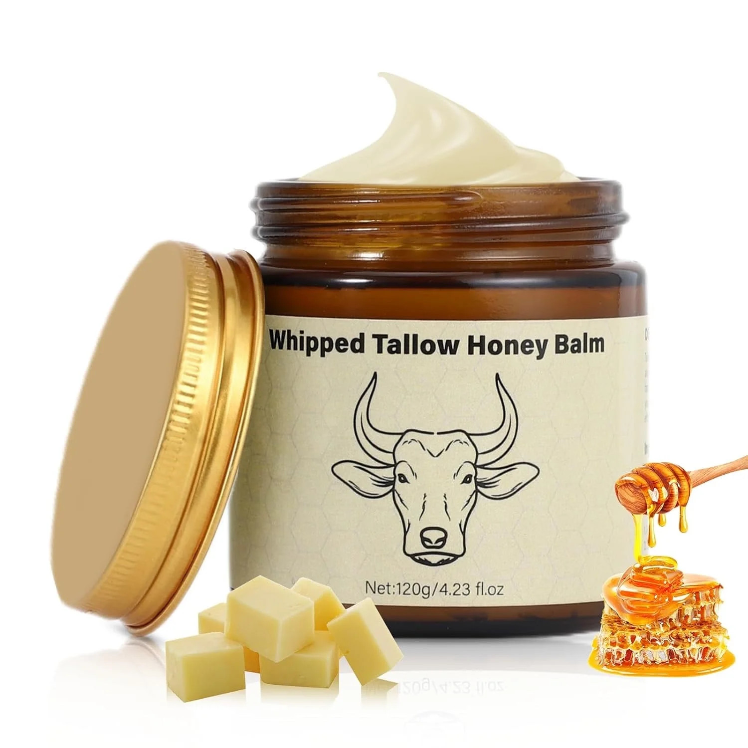 Lopeie Beef Tallow for Skin, Beef Tallow Face Moisturizer, Tallow and Honey Balm, Organic Grass F... | Walmart (US)