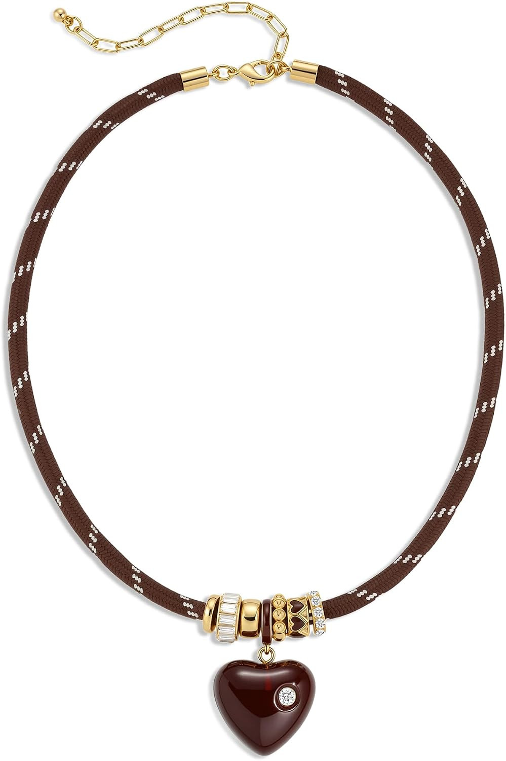 Paracord Rope Cord Choker Necklace Women with Heart Pendant | Amazon (US)