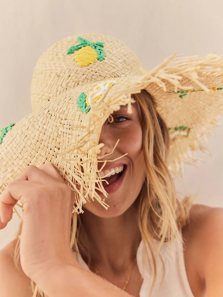 Lemon Applique Frayed Brim Floppy Hat | Next EU