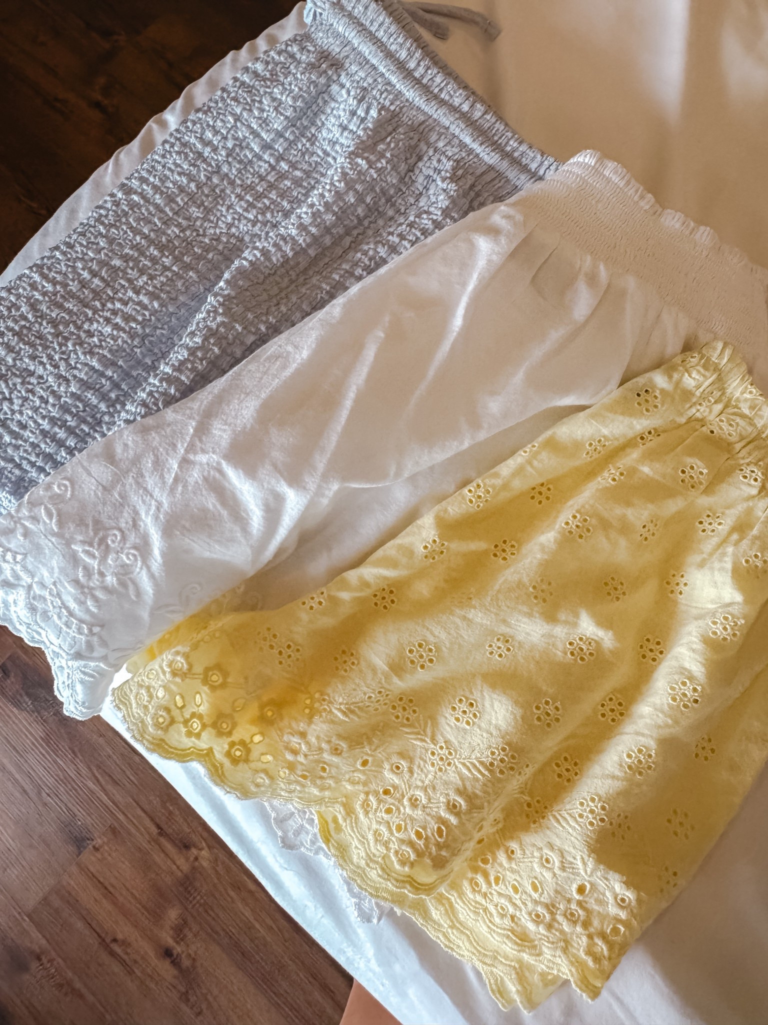 Summer shorts // elastic waist band // eyelet // butter yellow // powder blue // gauze // lightweight // drawstring shorts 

#LTKFindsUnder50 #LTKTravel #LTKSummerEdit