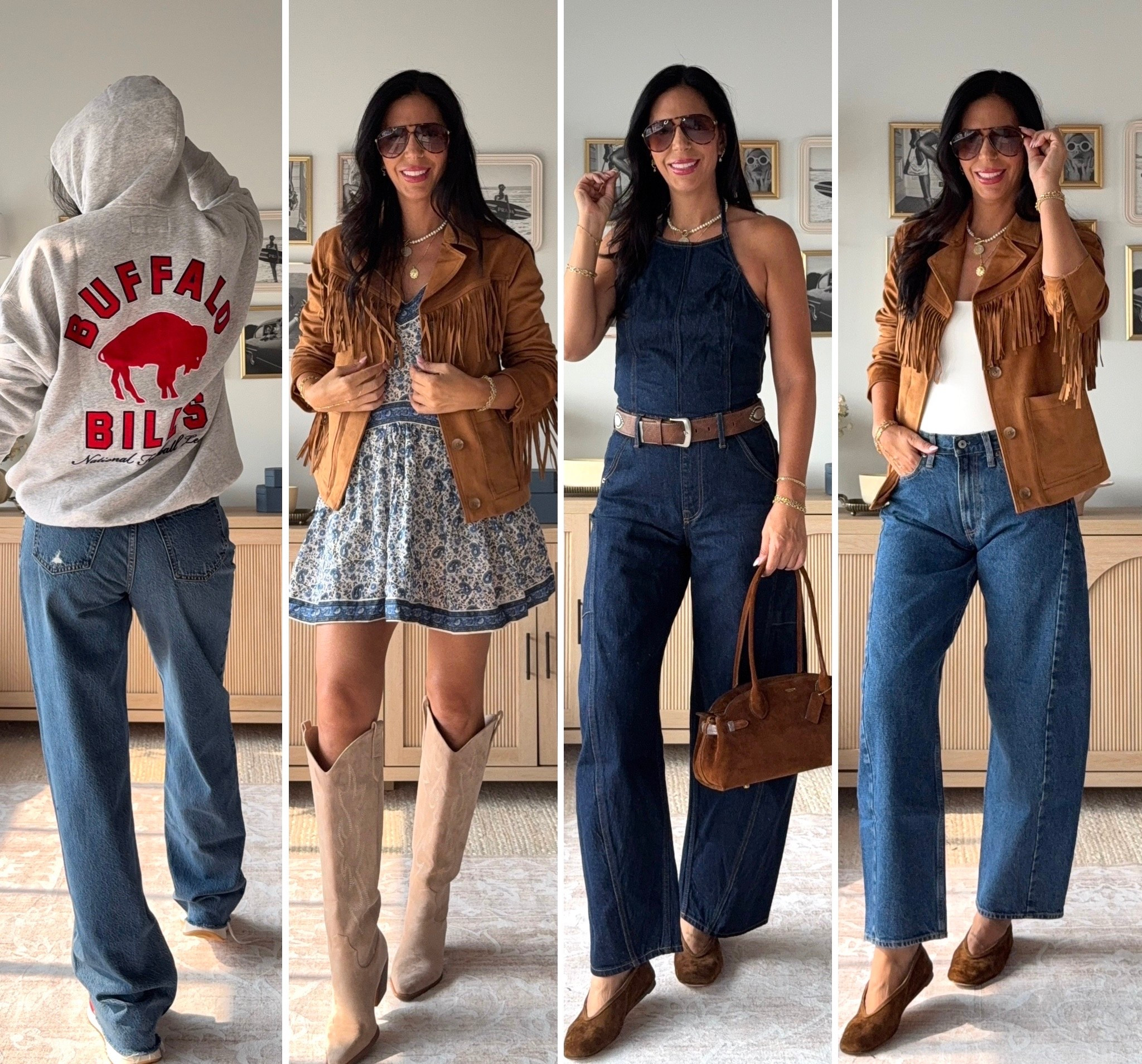 Code: DENIMAF 
Abercrombie sale on sale! 
Loose denim- 27 long 
Dress- small tall (it’s shorts!) 
Jumpsuit- small (runs small) 
Vegan suede jacket- small 
Barrel jeans- size 27 long 

#LTKSaleAlert #LTKOver40 #LTKU