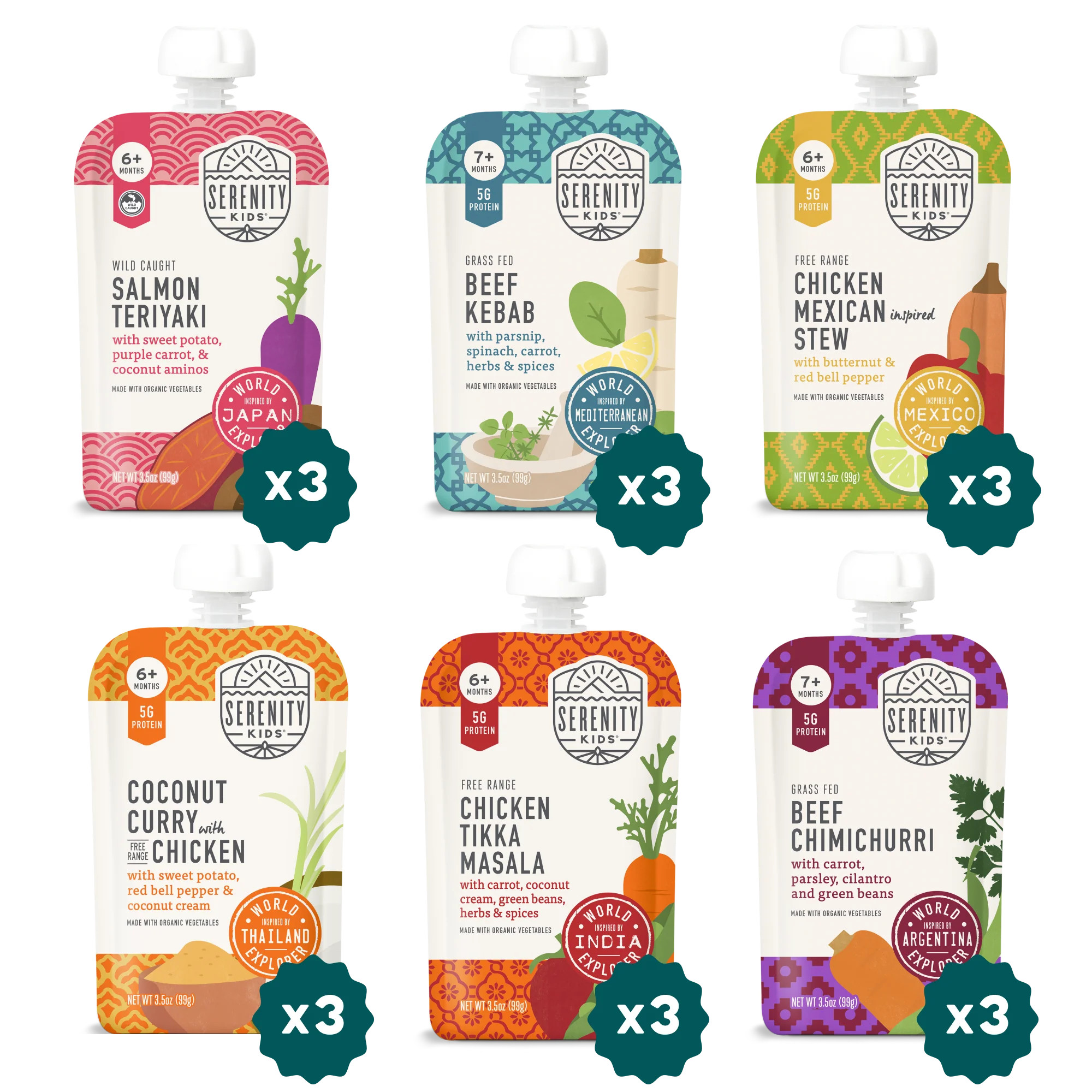 Baby Food Variety Pack | World Explorer Flavors | Serenity Kids
