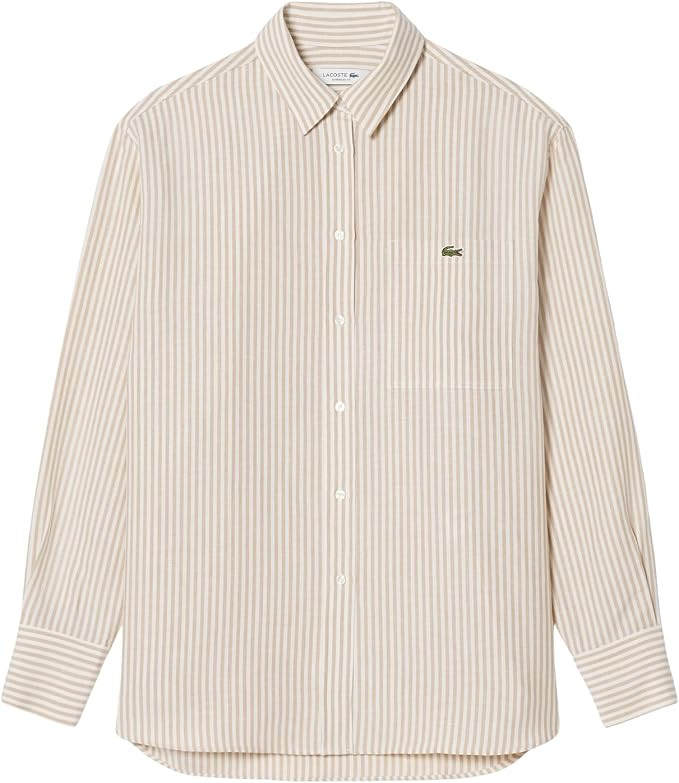 Lacoste Womens Oversized Linen Blend Shirt | Amazon (US)
