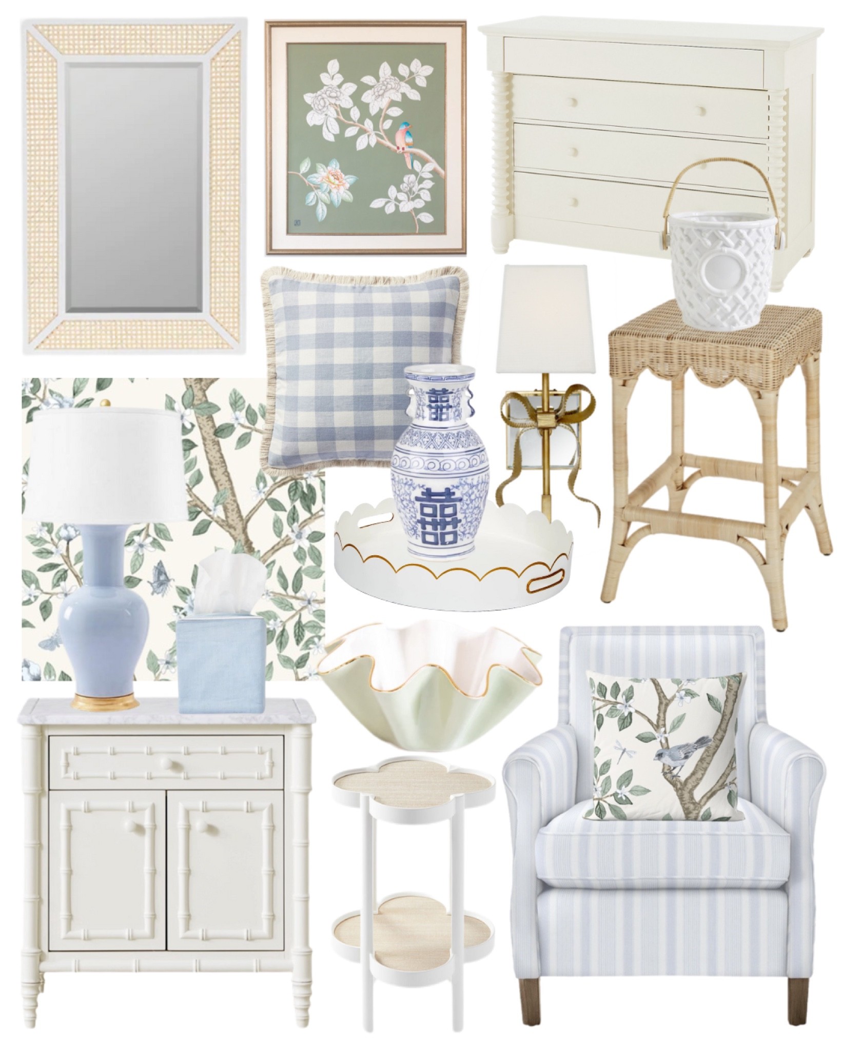 Grandmillennial home decor coastal decor coastal grandmother living room  interior design faux bamboo table mirror pillow wicker table floral 

#LTKhome #LTKstyletip