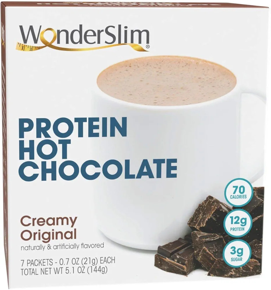 Wonderslim Protein Hot Chocolate, Hot Cocoa, Low Sugar, Low Carb, Keto Friendly & Gluten Free (7c... | Amazon (US)