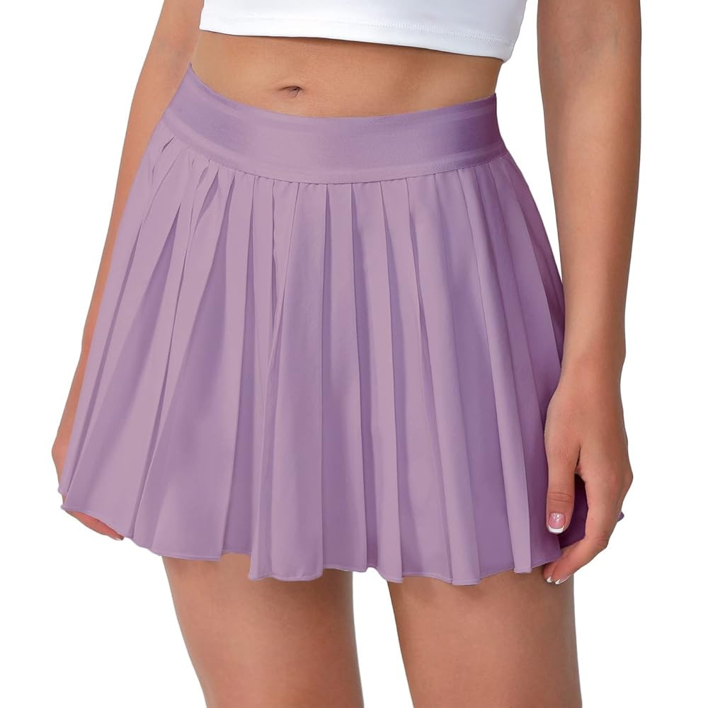Mini Pleated Tennis Skirt for Women: Flowy Skorts for with Shorts Pockets - Athletic Trendy - Gol... | Amazon (US)