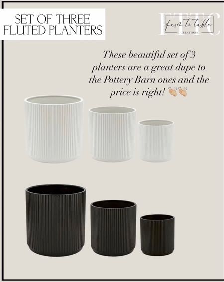 SET OF 3 FLUTED PLANTERS. Follow @farmtotablecreations on Instagram for more inspiration. Pottery Barn Dupe. Fluted Planter. Amazon Home Finds. Amazon. Indoor Outdoor Planter  

#LTKunder100 #LTKhome #LTKFind