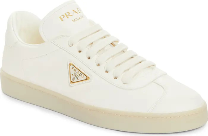 Prada Lane Triangle Logo Deerskin Leather Sneaker (Women) | Nordstrom | Nordstrom