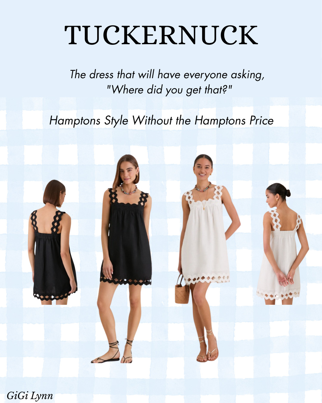 🖤🤍 The dress that's giving classic East Coast summer style 🤍🖤

If you're looking for the perfect summer mini dress, the Tuckernuck Ric Rac Linen Ellis Mini Dress is a must-have. Available in both Black Ric Rac Linen and White Ric Rac Linen, this effortlessly chic dress combines timeless elegance with playful details that make it stand out from the crowd.

The flattering silhouette, breathable linen fabric, and beautiful ric rac trim create a polished look that's perfect for everything from brunch dates and beach vacations to summer parties, country club lunches, and weekend getaways.

✨ Why you'll love it:
✔️ Lightweight, breathable linen fabric
✔️ Trendy ric rac detailing
✔️ Flattering mini dress silhouette
✔️ Perfect for summer vacations and resort wear
✔️ Easy to dress up or down
✔️ Timeless coastal-inspired style

Pair it with sandals for daytime adventures or wedges and statement jewelry for an elevated evening look. Whether you choose classic black or crisp white, this is the dress you'll be reaching for all season long.

Save now and shop before your size sells out! ☀️

#TuckernuckStyle #LinenDress #SummerFashion #CoastalStyle #ResortWear #MiniDressStyle #VacationOutfit #ClassicStyle #LTKFashion #SummerWardrobe 

 