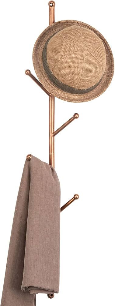 MyGift Modern Copper-Tone Metal Entryway Wall Coat Tree, Wall Mounted Hanger Hat and Coat Hooks | Amazon (US)