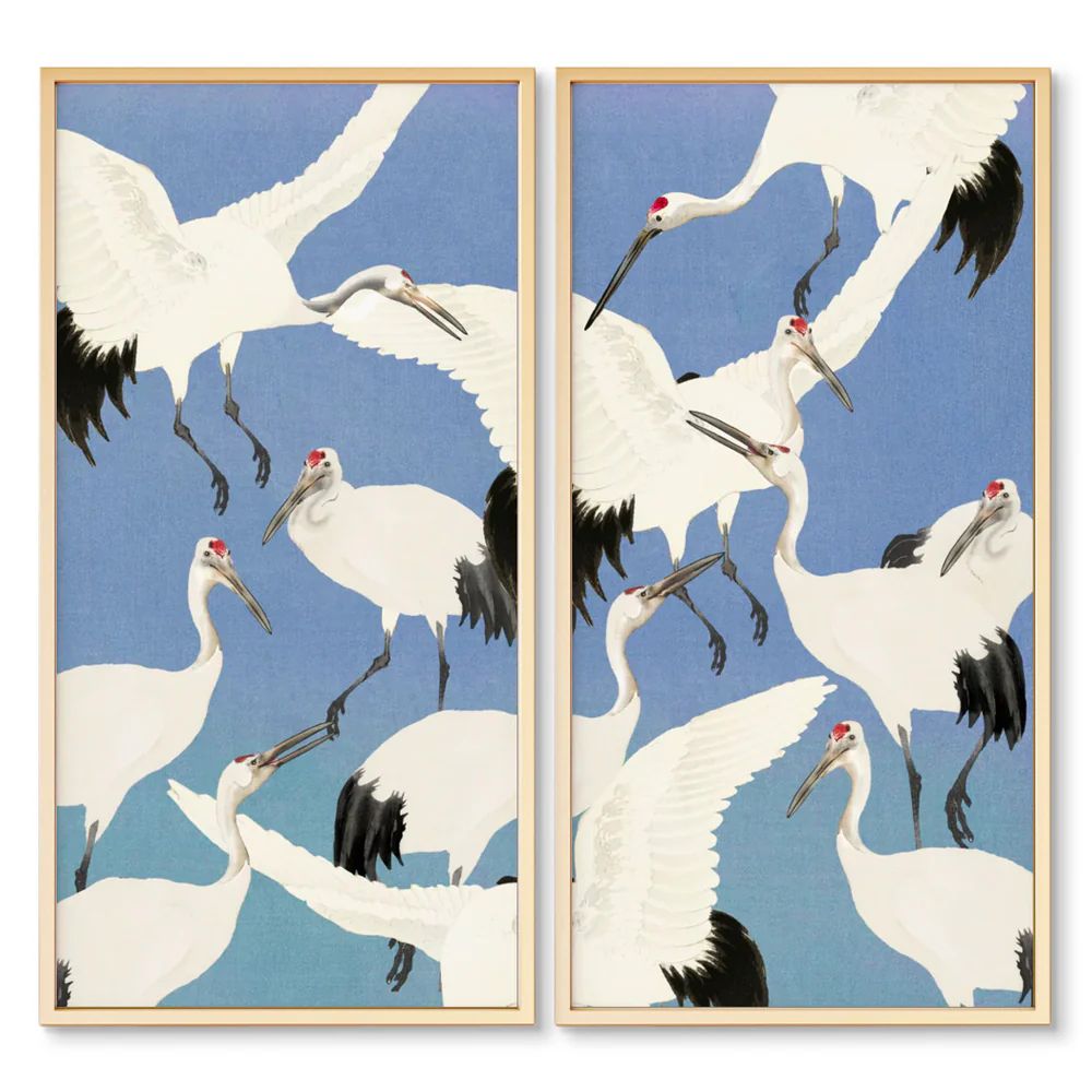 Dancing Heron Panel Pair | Urban Garden Prints