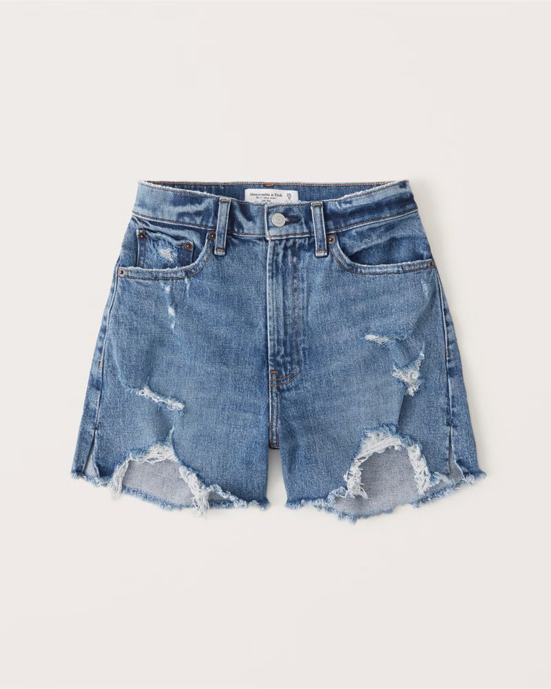Curve Love High Rise 4 Inch Mom Shorts | Abercrombie & Fitch (US)