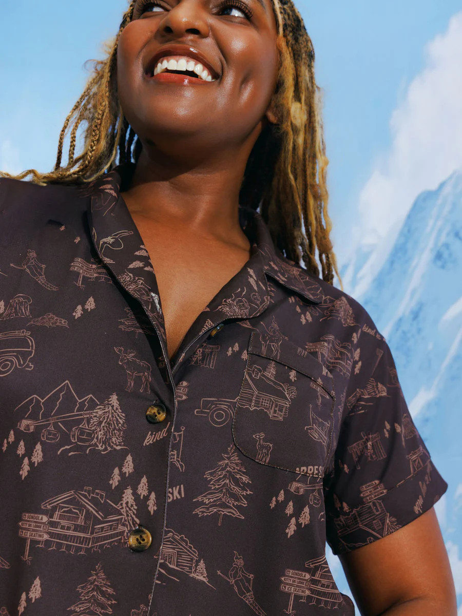 Cozy Soft Pajama Button Down in Cocoa | Kitty & Vibe