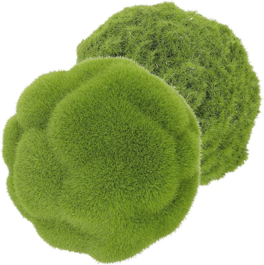 SEWACC 2pcs Green Artificial Moss Balls Decorative Moss Rocks Topiary Ball Green Moss Covered Sto... | Amazon (US)