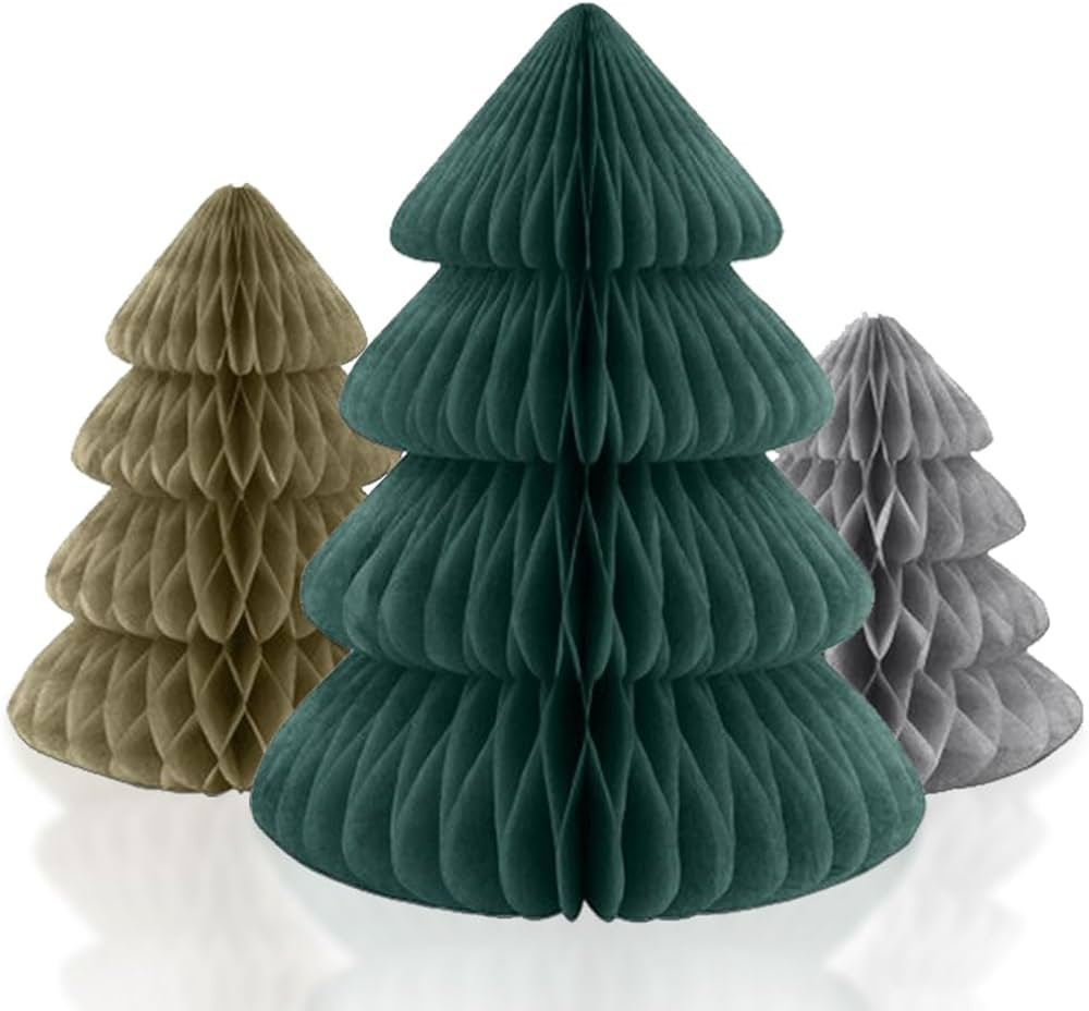 Modern Christmas Party Supplies (Mini Christmas Tree Honeycomb Decorations - 3ct) | Amazon (US)