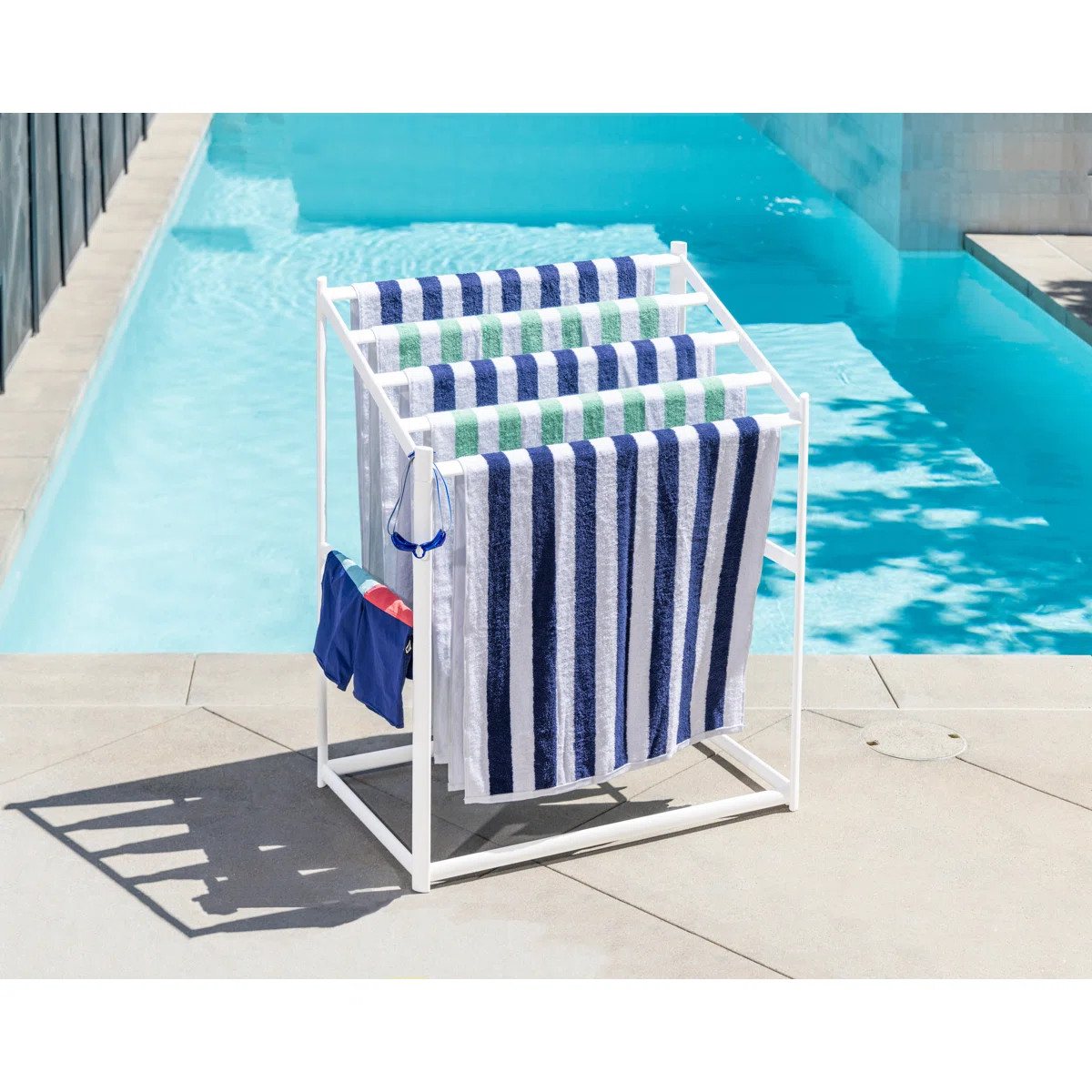 Coast Modern Freestanding Pool Towel Rack – 5 Bar Storage PVC, Drying Rack for Outdoor & Indoor... | Wayfair North America