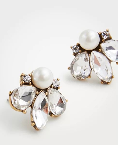 Crystal Pearlized Stud Earrings | Ann Taylor (US)